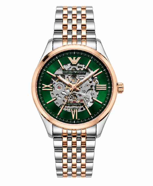 Green Skeleton Automatic Watch – Stainless Steel Luxury Mechanical Timepiece