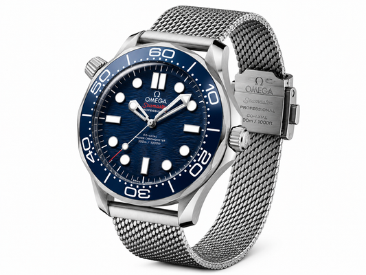 Ocean Blue Mesh Strap Diver Watch – Premium Stainless Steel Luxury Timepiece