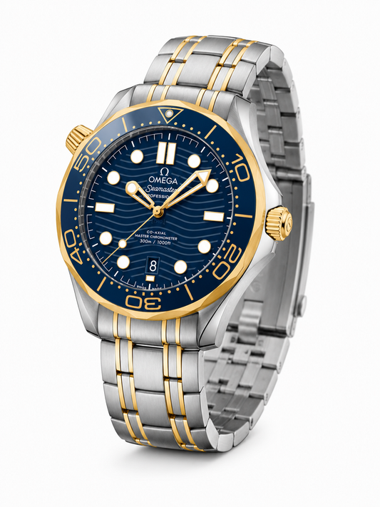 Royal Blue Gold-Tone Diver Watch – Premium Stainless Steel Luxury Timepiece