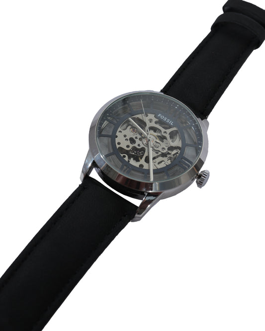 Eclipse Heritage Automatic Skeleton Watch with Premium Black Leather Strap