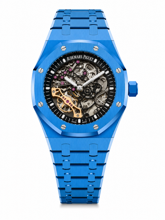 Royal Oak Blue Skeleton Automatic Watch – Ultra-Luxury Open-Work Mechanical Timepiece