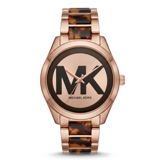 Women's Rose Gold Fashion Watch with Tortoise Pattern Bracelet