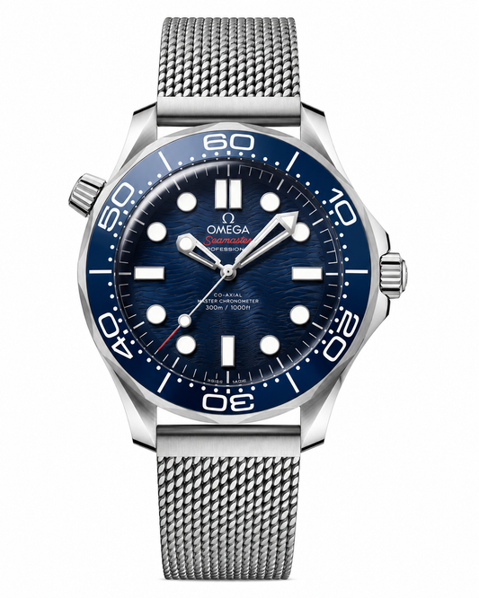 Ocean Blue Mesh Strap Diver Watch – Premium Stainless Steel Luxury Timepiece