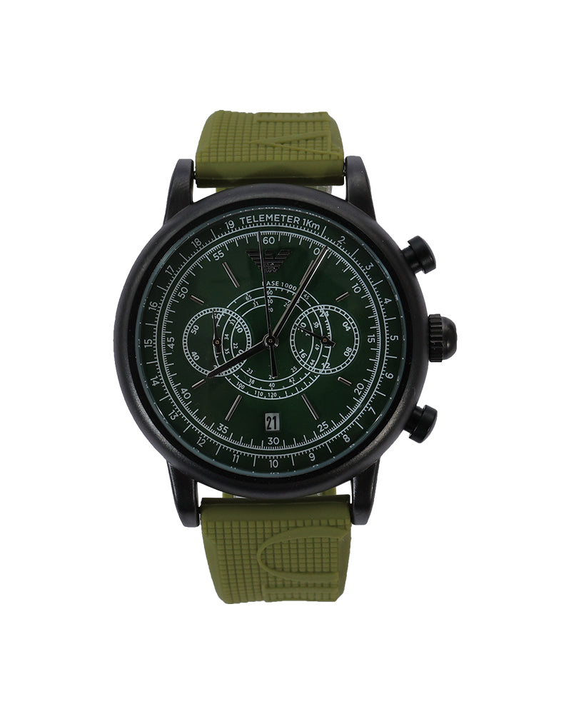 Forest Vanguard Chronograph Watch – Deep Green Dial & Olive Performance Strap Edition