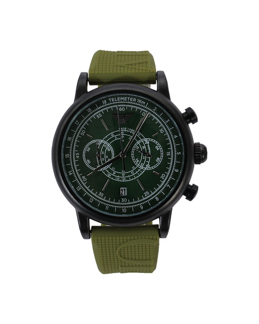 Forest Vanguard Chronograph Watch – Deep Green Dial & Olive Performance Strap Edition