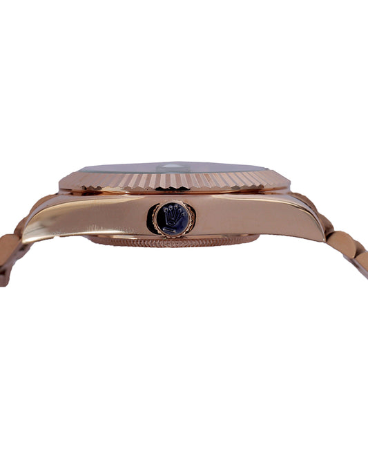 Rosewood Imperial Day-Date Watch – Rose Gold Stainless Steel Bracelet & Chocolate Brown Dial Edition