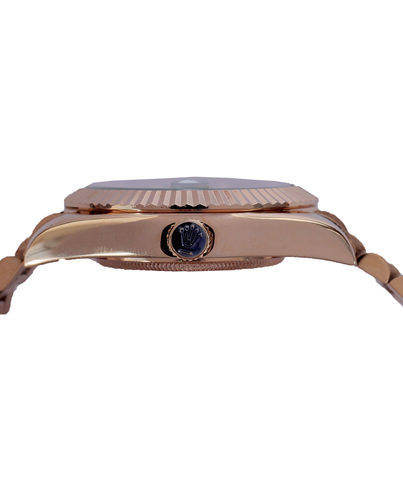 Rosewood Imperial Day-Date Watch – Rose Gold Stainless Steel Bracelet & Chocolate Brown Dial Edition