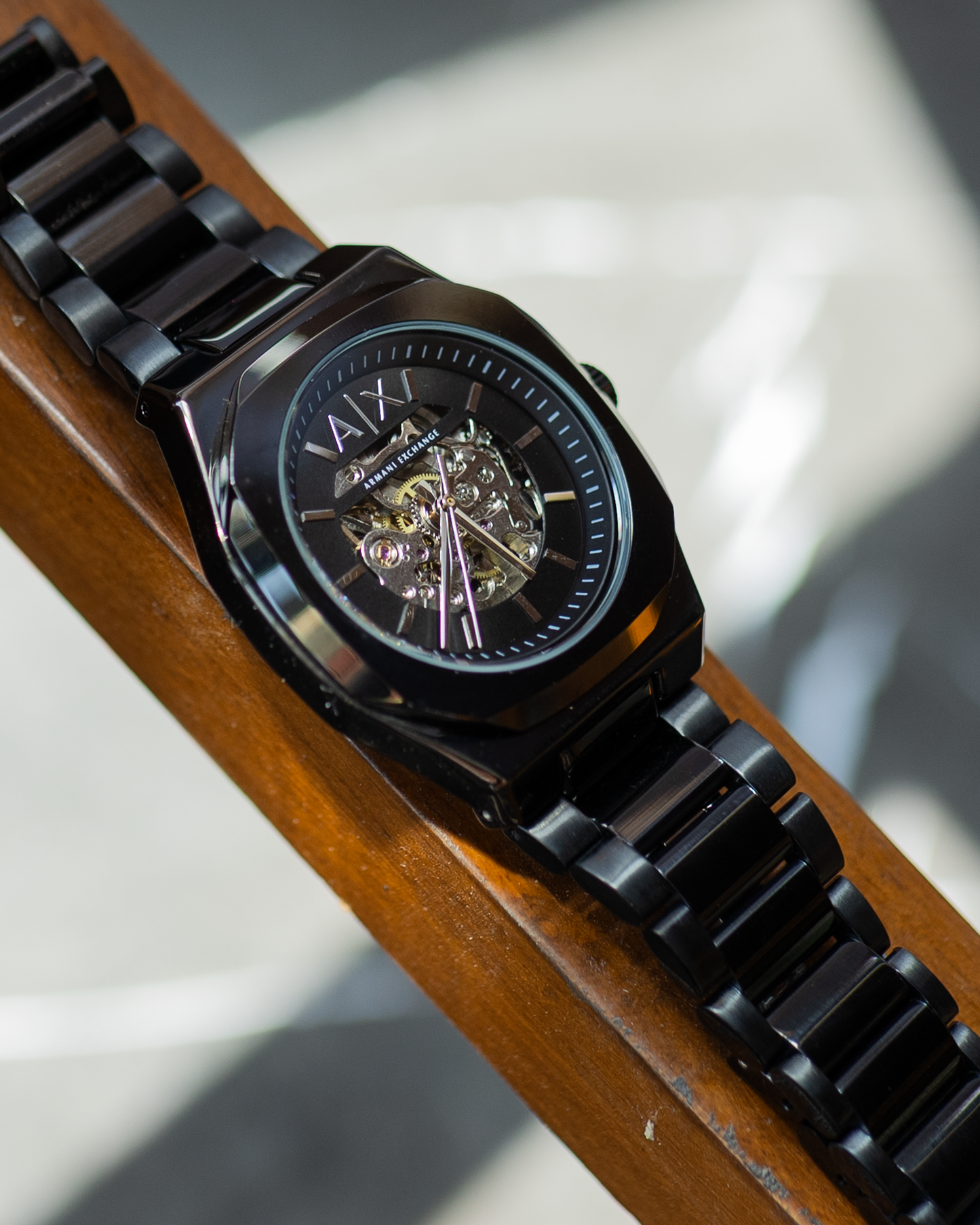 Obsidian Skeleton Automatic Watch – Matte Black Steel Edition