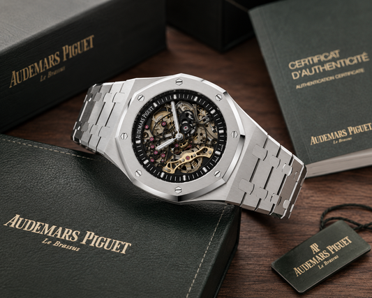 Silver Skeleton Automatic Luxury Watch – Open-Work Mechanical Movement & Integrated Stainless Steel Bracelet