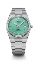 Silver Stainless Steel Automatic Watch with green Textured Dial