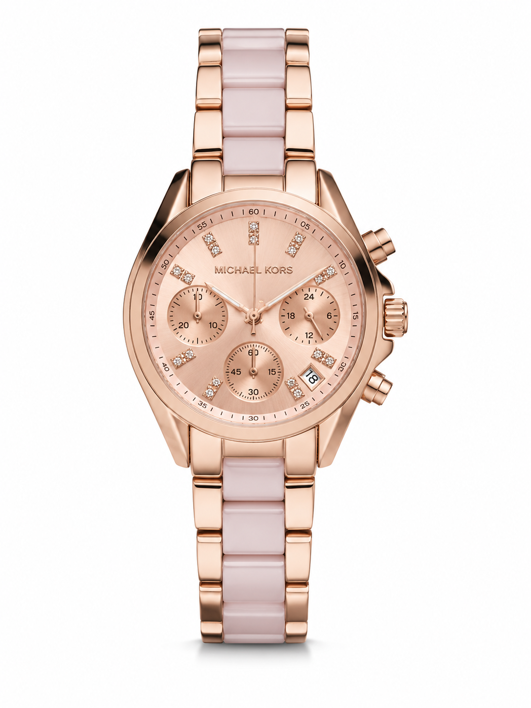 Rose Gold Blush Multi-Function Watch – Crystal Accent Chronograph Timepiece