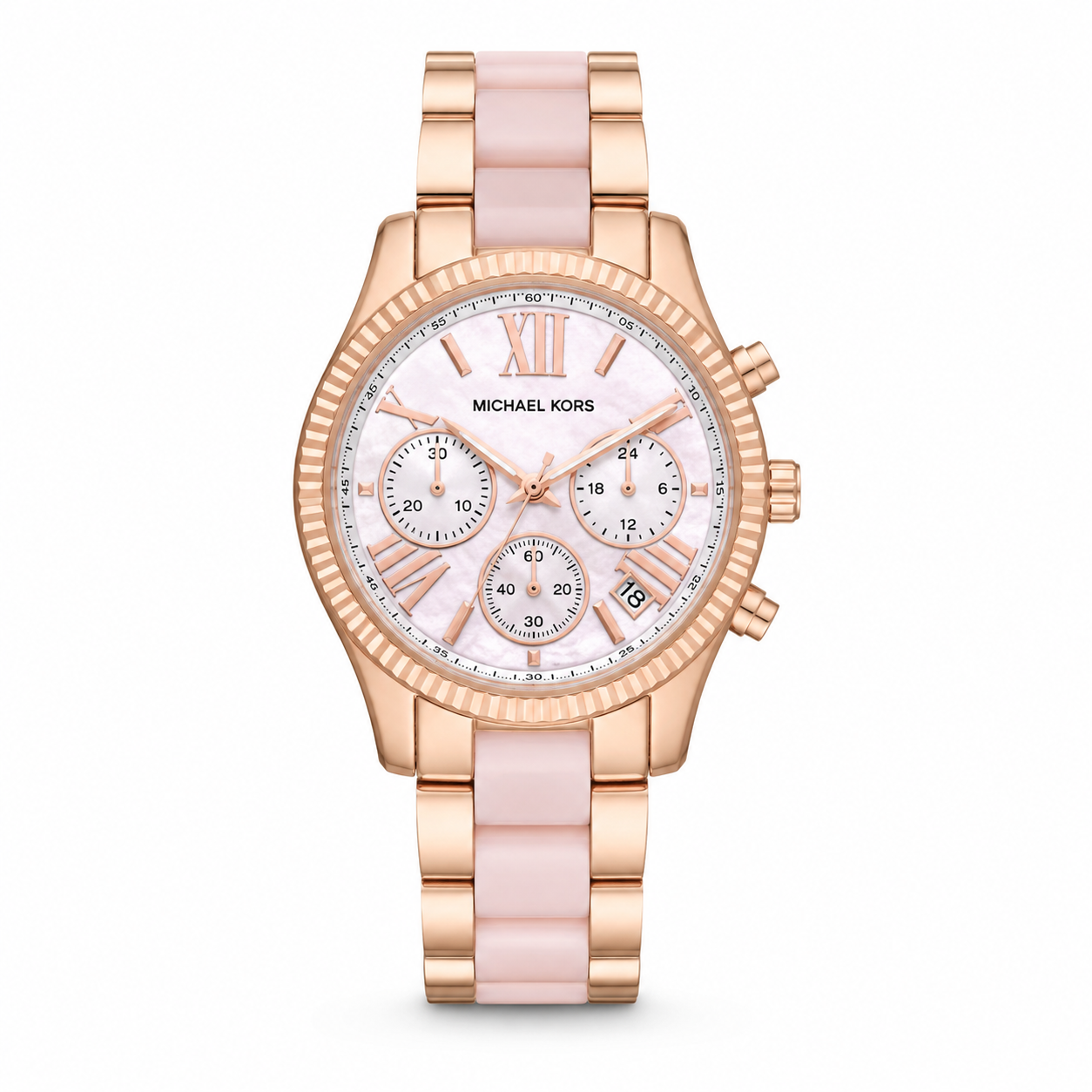 Women's Rose Gold Chronograph Watch with Blush Pink Bracelet