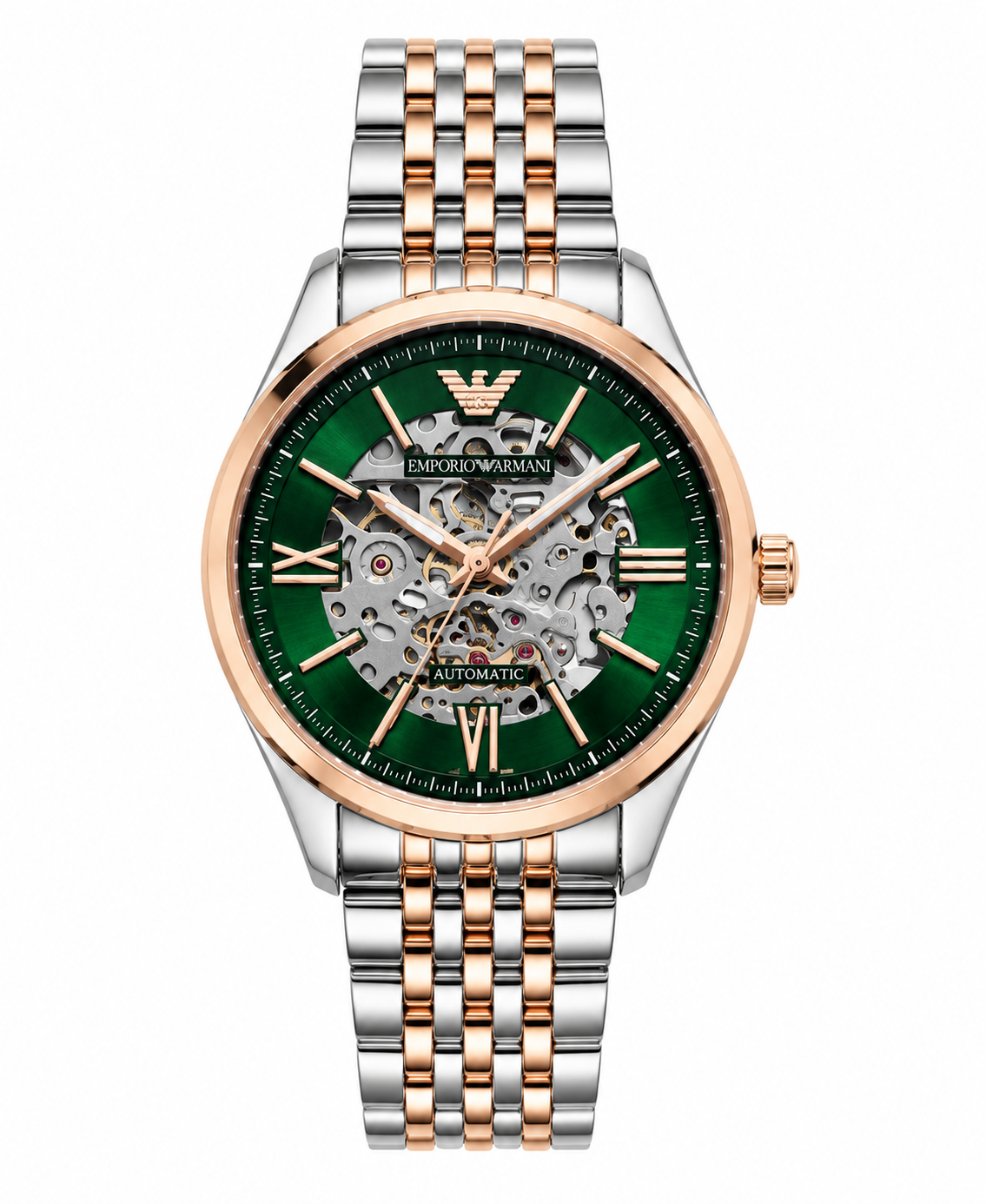 Green Skeleton Automatic Watch – Stainless Steel Luxury Mechanical Timepiece