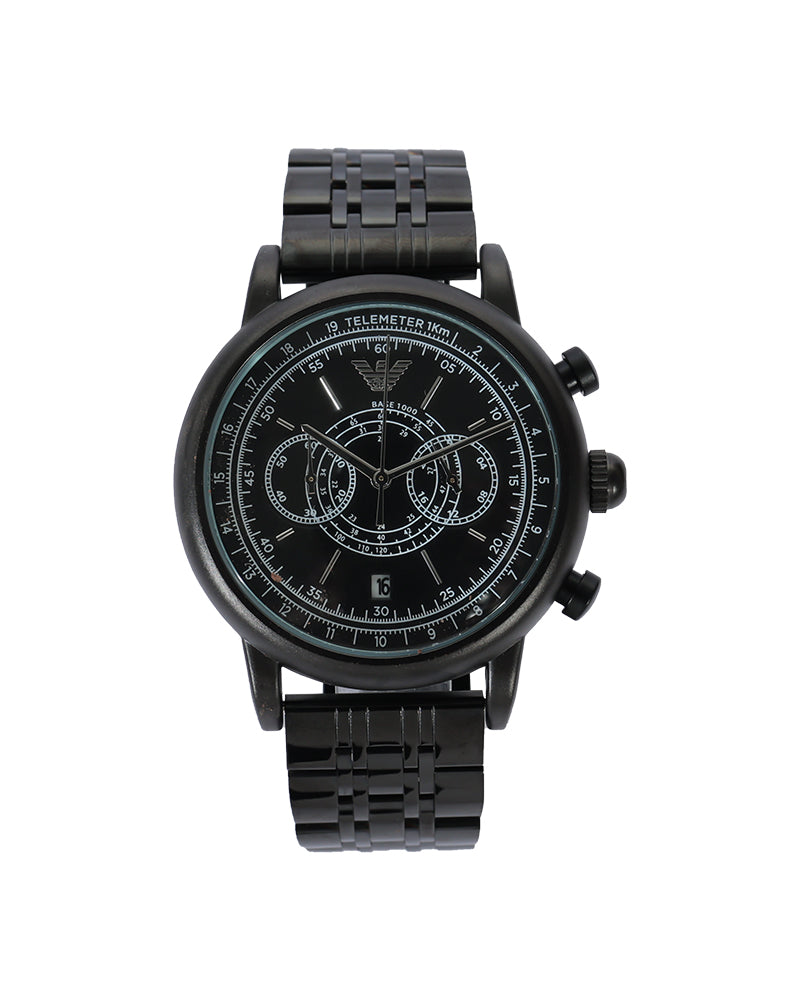 Phantom Executive Chronograph Watch – All Black Stainless Steel Bracelet & Stealth Dial Edition