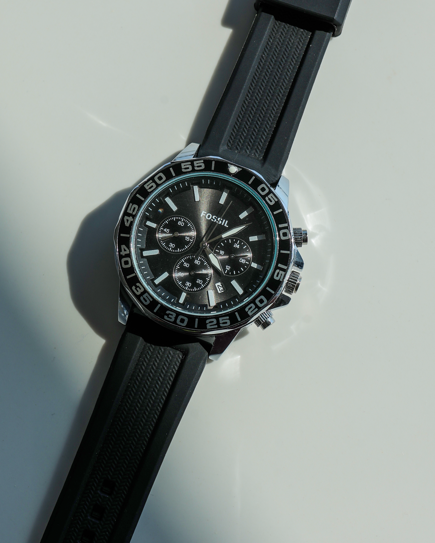 Stealth Racer Chronograph Watch – Black Dial & Performance Rubber Strap