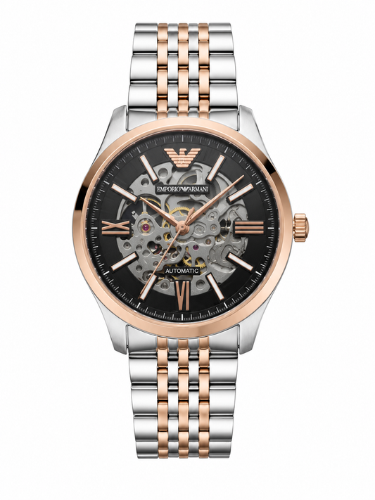 Rose Gold Skeleton Automatic Watch – Premium Two-Tone Stainless Steel Luxury Timepiece