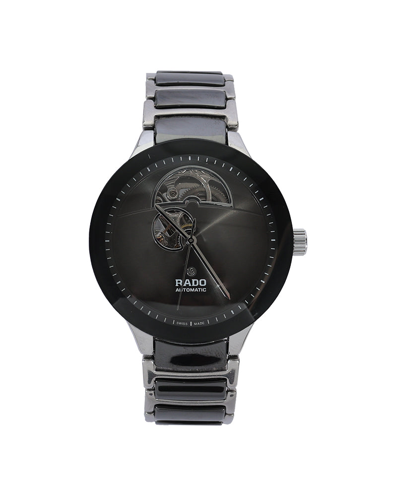 Obsidian Eclipse Open-Heart Automatic Watch – Black Ceramic Bracelet & Skeleton Dial Edition