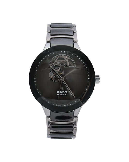 Obsidian Eclipse Open-Heart Automatic Watch – Black Ceramic Bracelet & Skeleton Dial Edition