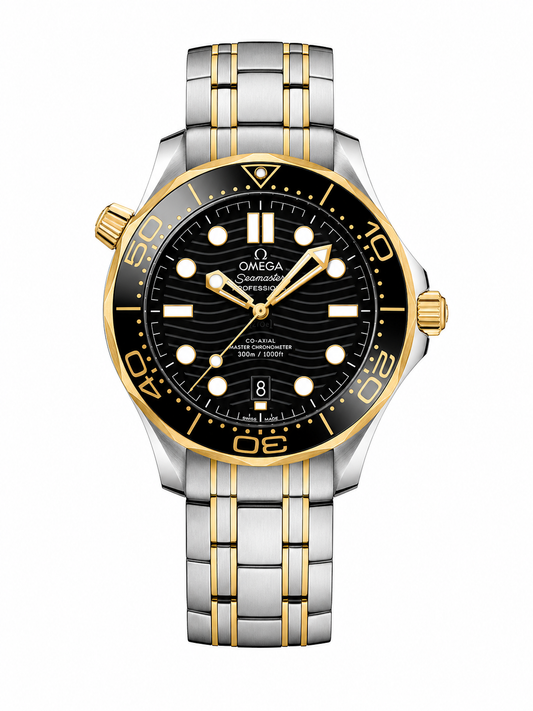 Premium Diver Style Watch – Gold & Silver Two-Tone Stainless Steel Luxury Timepiece
