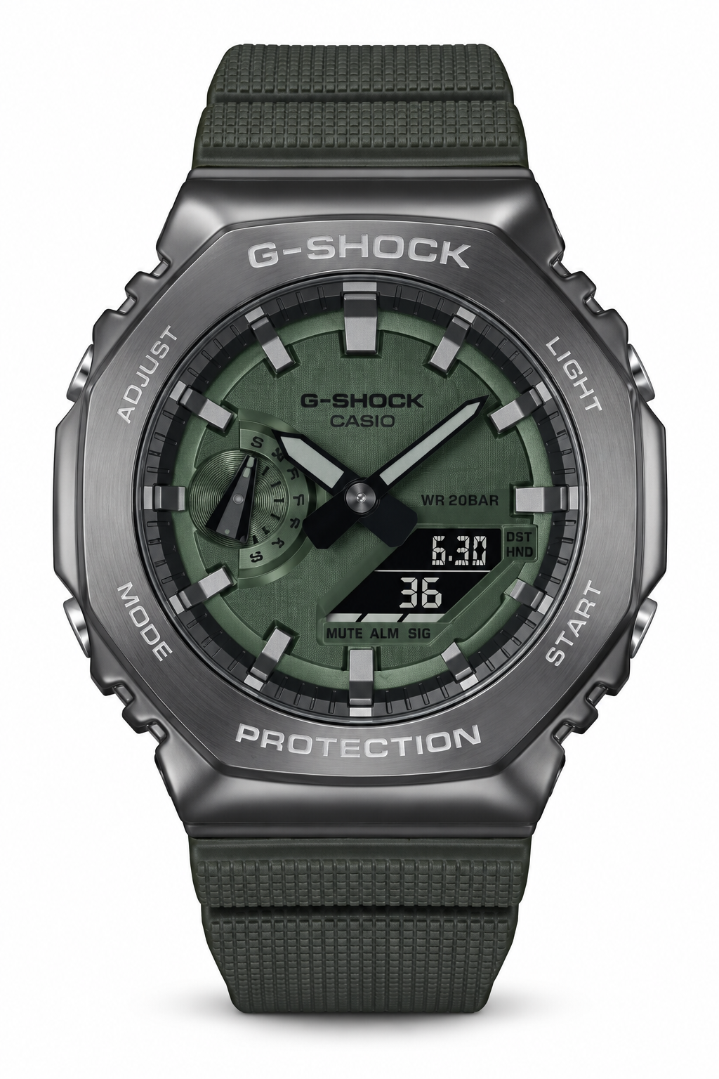 G-Shock Green Dial Black Metal Analog-Digital Watch