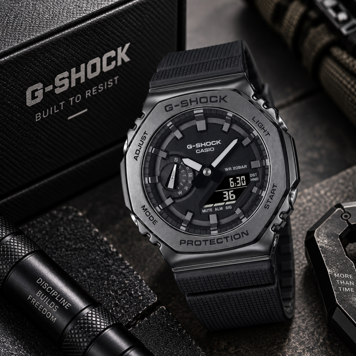 G-Shock Black Metal Analog-Digital Sports Watch