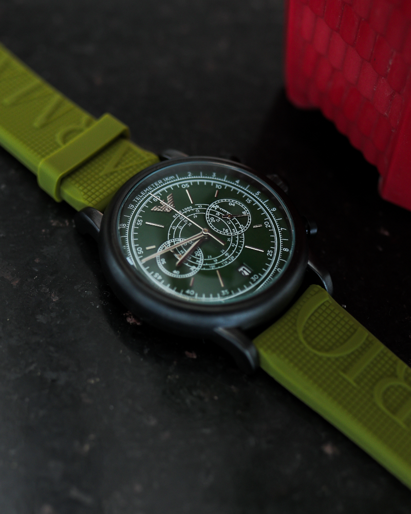 Forest Vanguard Chronograph Watch – Deep Green Dial & Olive Performance Strap Edition