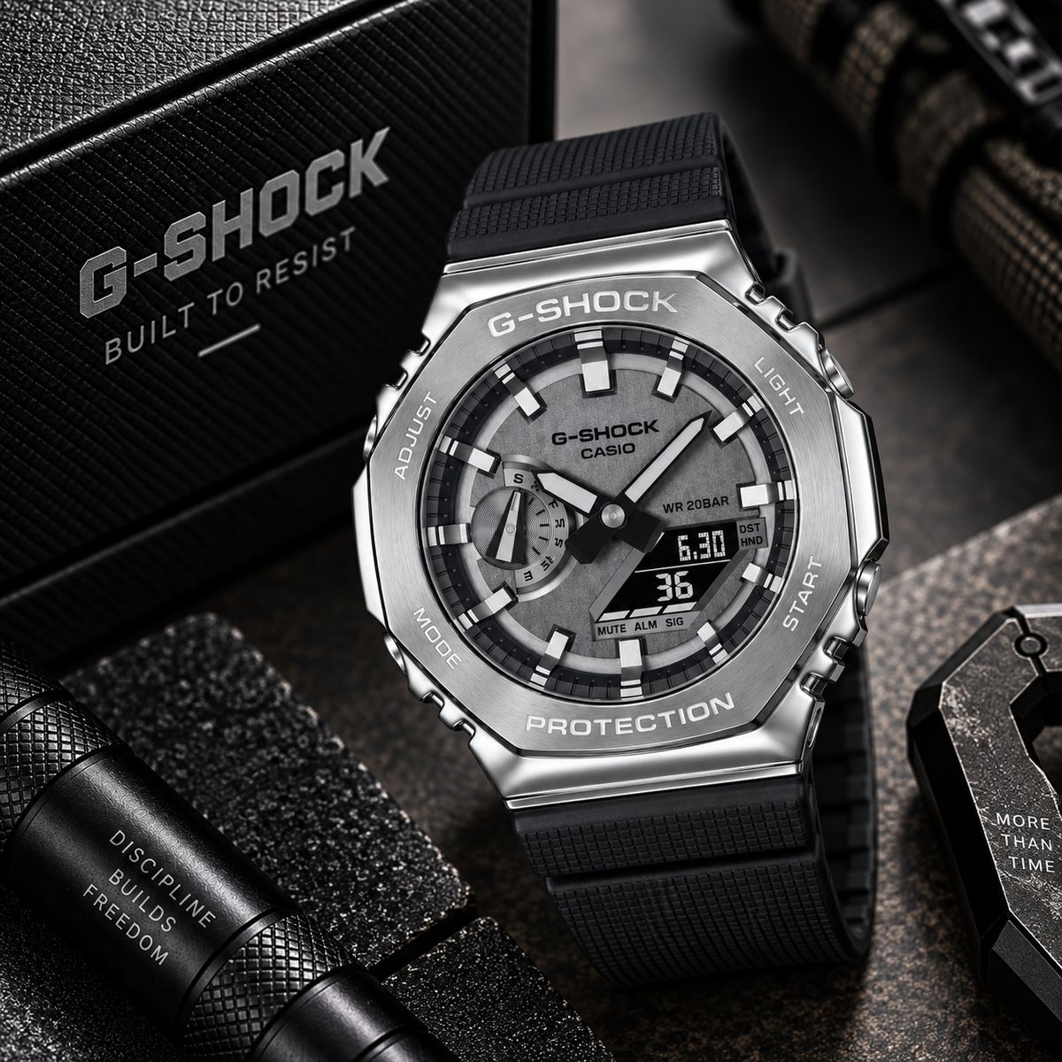G-Shock Silver Stainless Steel Analog-Digital Watch