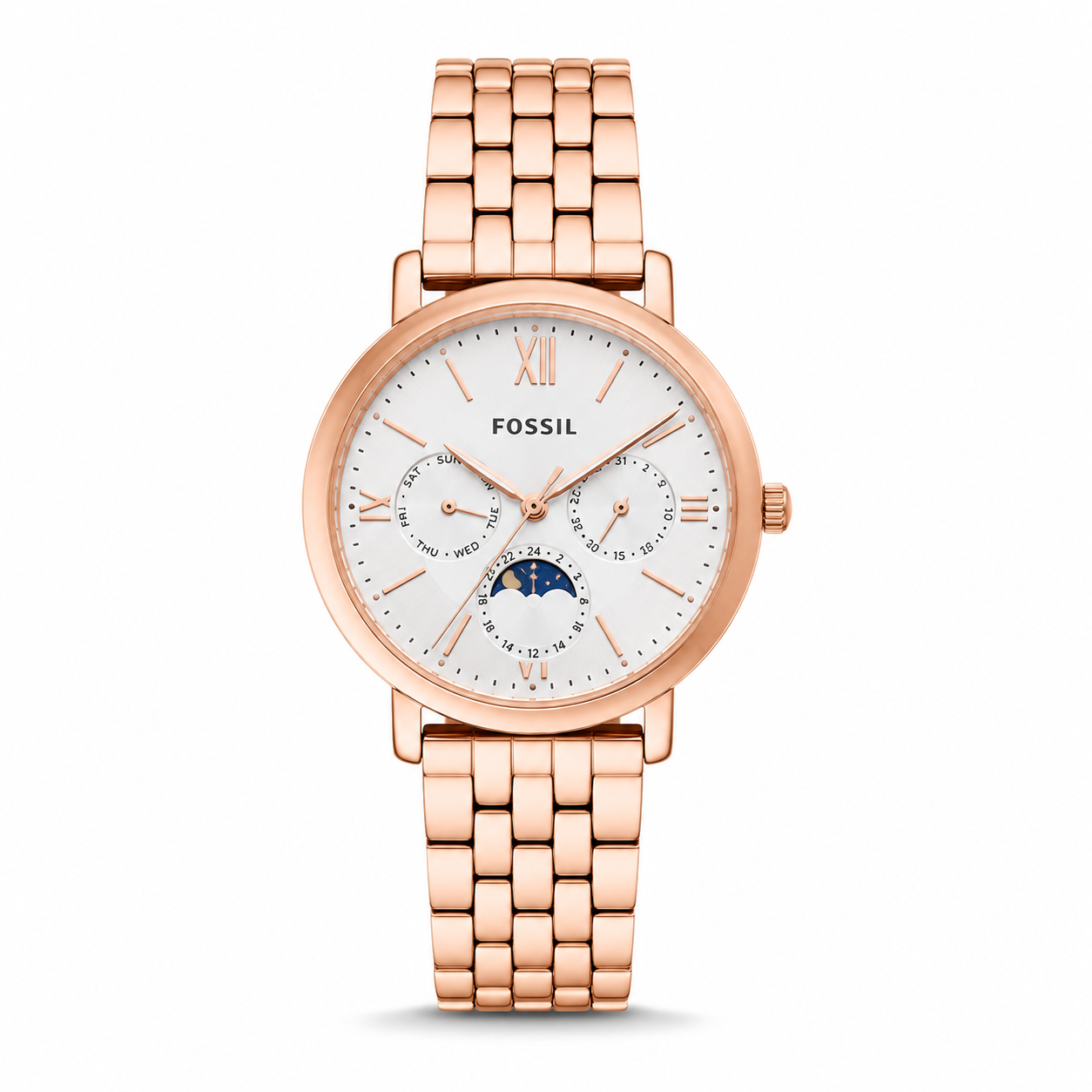 Rose Gold Moonphase Watch – Elegant Multi-Function Bracelet Timepiece