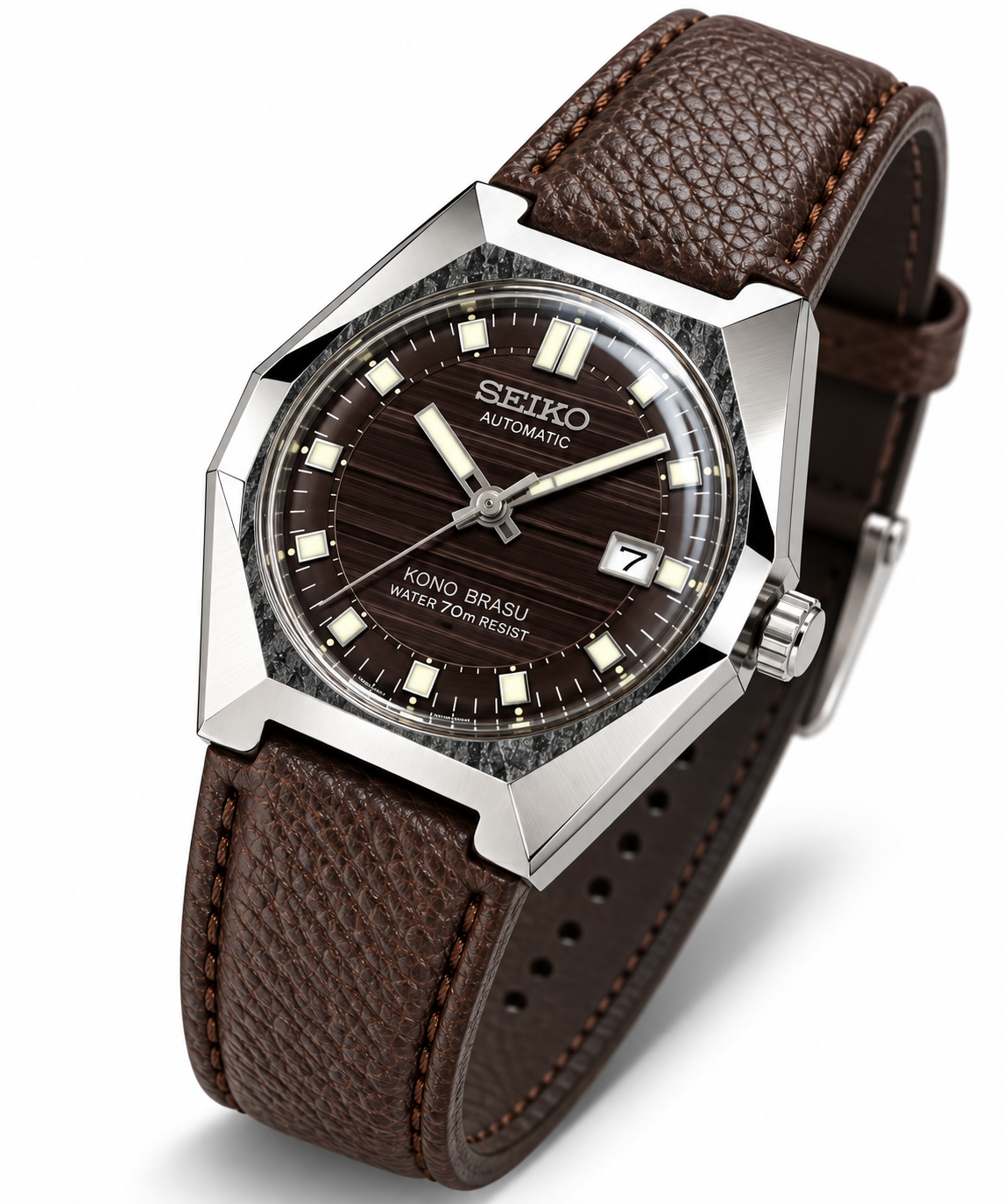 Seiko Brown Dial Automatic Luxury Leather Watch