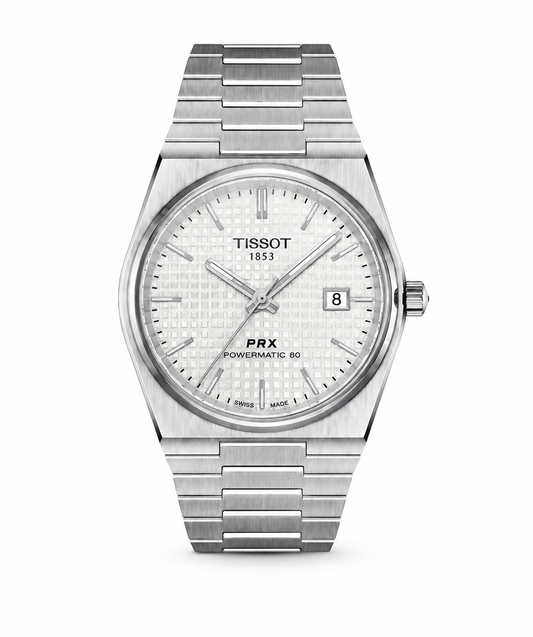 Arctic White Textured Dial Watch – Stainless Steel Integrated Bracelet Automatic Timepiece