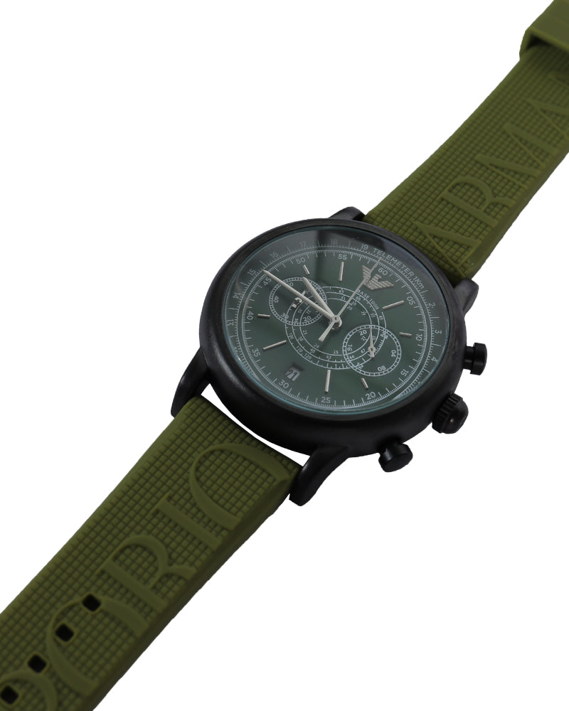 Forest Vanguard Chronograph Watch – Deep Green Dial & Olive Performance Strap Edition