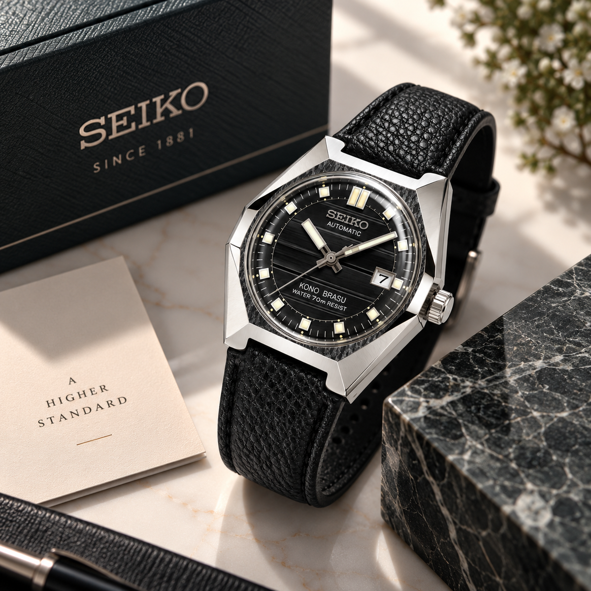 Seiko Black Dial Automatic Stainless Steel Watch