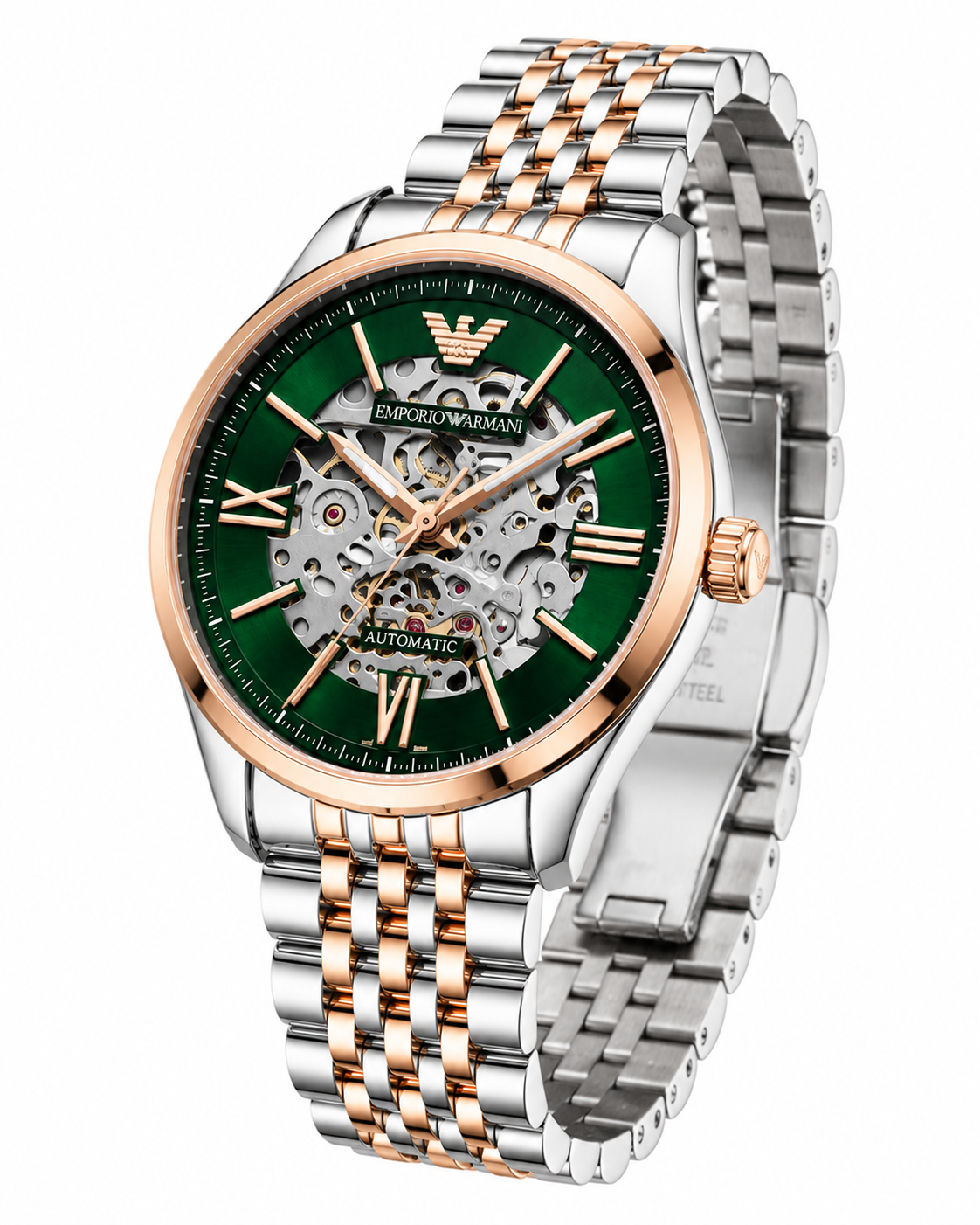 Green Skeleton Automatic Watch – Stainless Steel Luxury Mechanical Timepiece