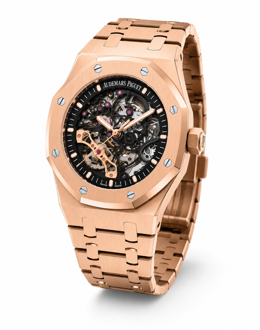 Rose Gold Skeleton Automatic Watch – Luxury Open-Heart Mechanical Timepiece