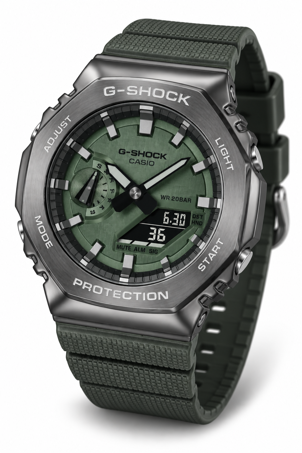 G-Shock Green Dial Black Metal Analog-Digital Watch