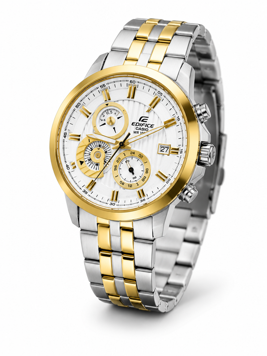 Gold & Silver Chronograph Watch – Premium Two-Tone Stainless Steel Timepiece