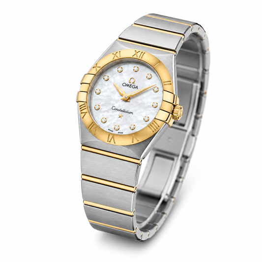 Women's Two-Tone Diamond Accent Dress Watch with Mother-of-Pearl Dial