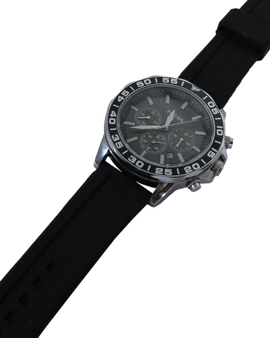 Stealth Racer Chronograph Watch – Black Dial & Performance Rubber Strap