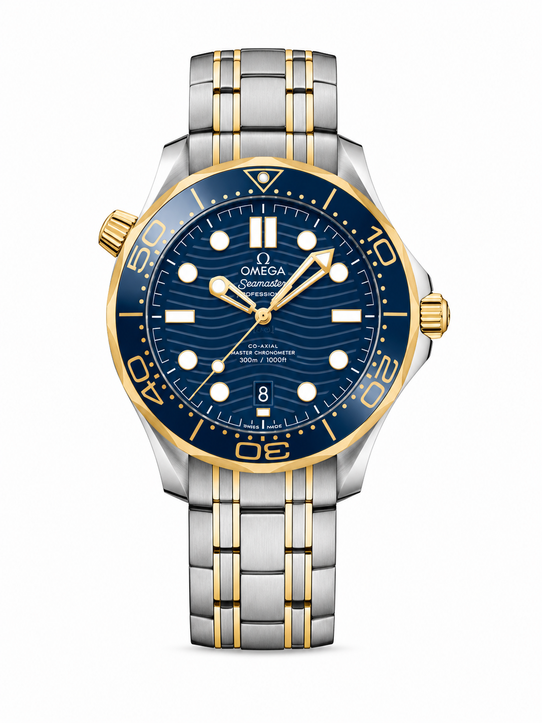 Royal Blue Gold-Tone Diver Watch – Premium Stainless Steel Luxury Timepiece