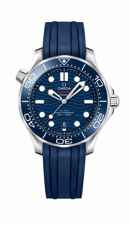 Ocean Blue Sports Diver Watch – Premium Silicone Strap Luxury Timepiece