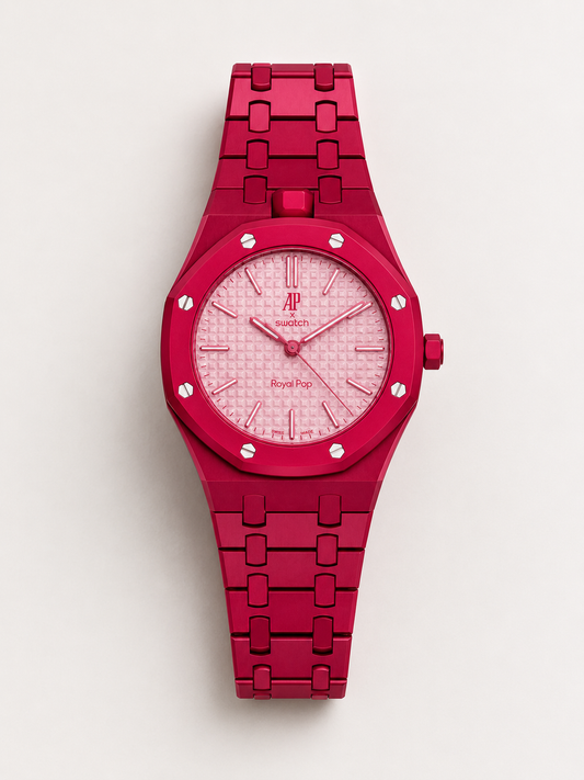 Vibrant Pink Designer Bracelet Watch with Textured Pink Dial