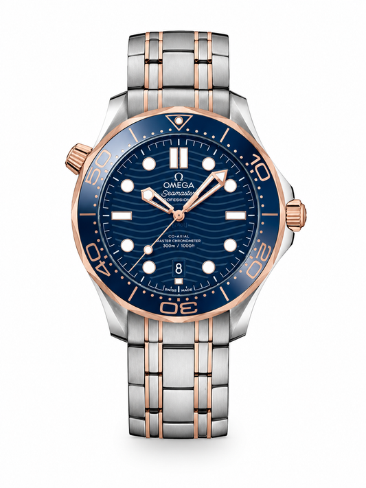 Premium Ocean Blue Diver Style Watch – Two-Tone Stainless Steel Luxury Timepiece