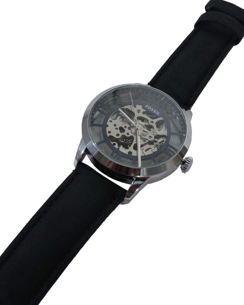 Eclipse Heritage Automatic Skeleton Watch with Premium Black Leather Strap
