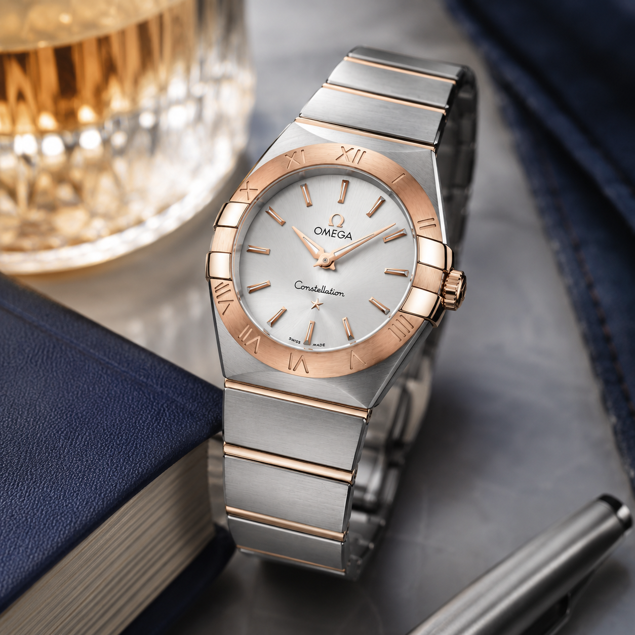 Silver & Rose Gold Minimalist Luxury Bracelet Watch