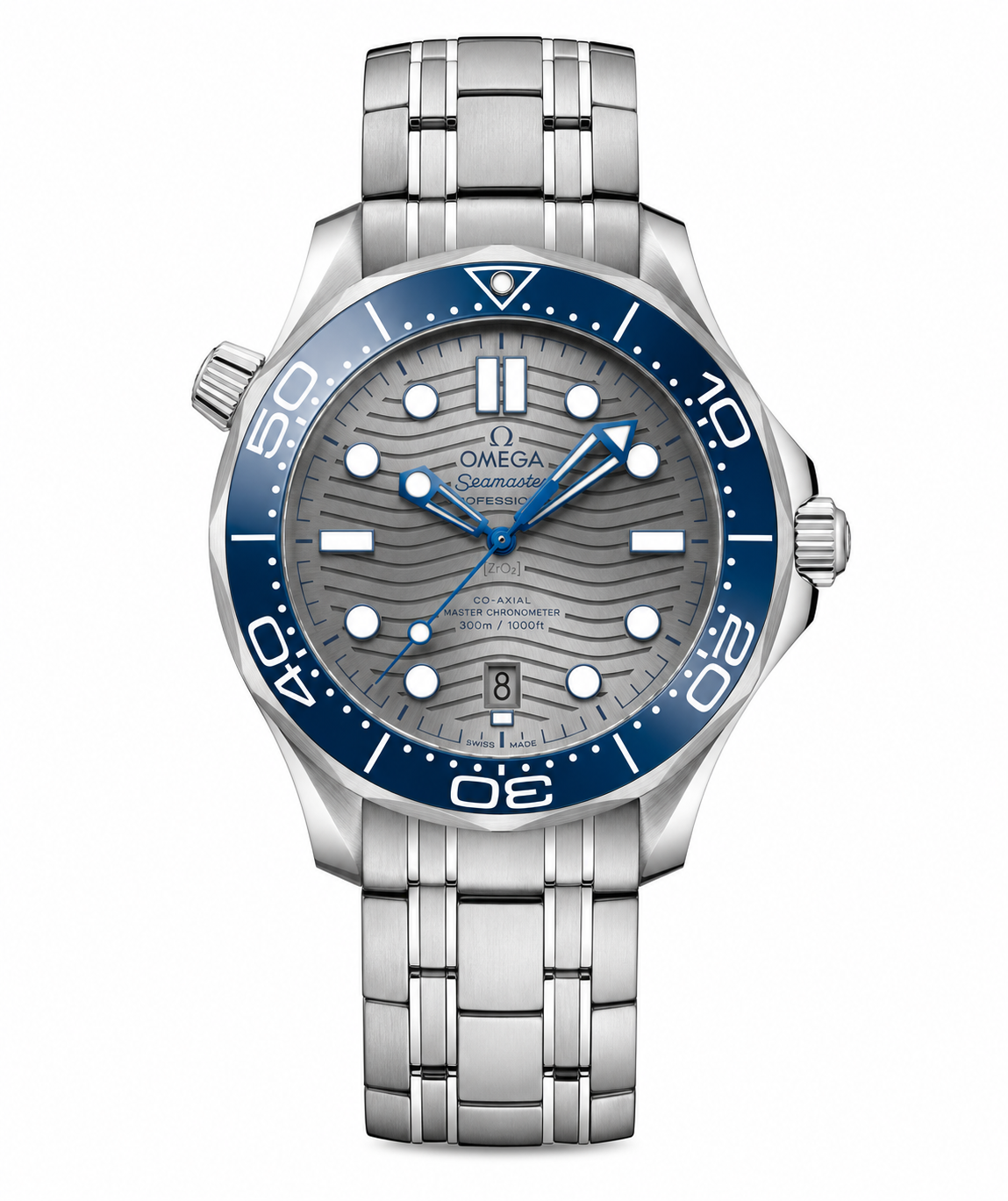Silver & Ocean Blue Diver Watch – Premium Stainless Steel Sports Timepiece