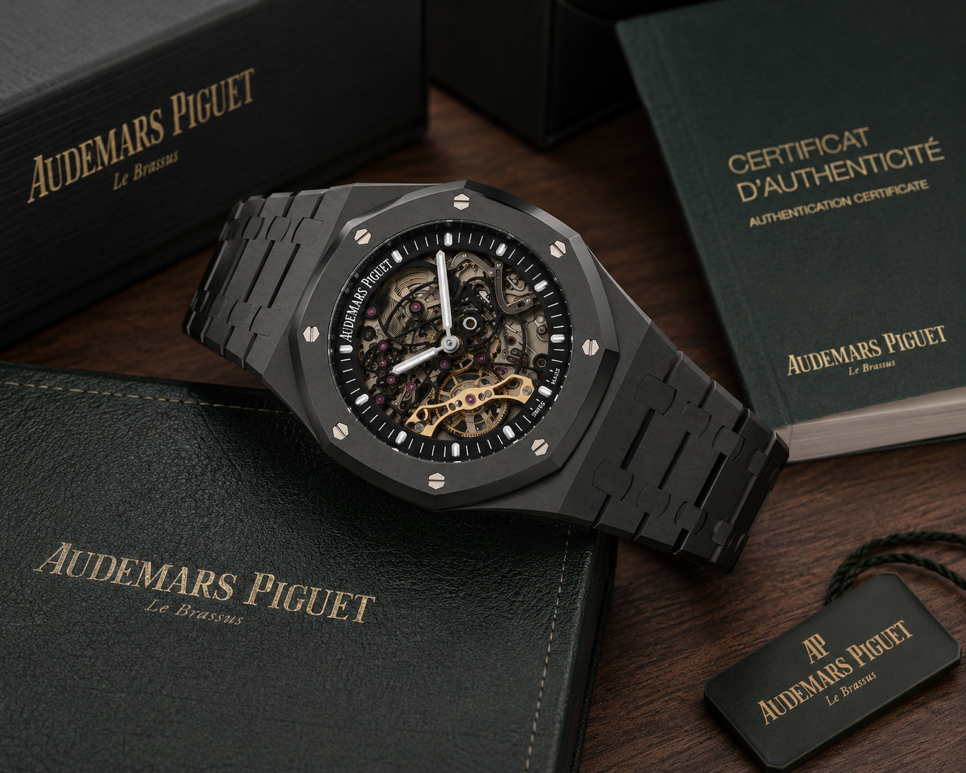 Black Phantom Skeleton Automatic Watch – Full Open-Heart Mechanical Dial & Matte Black Integrated Bracelet