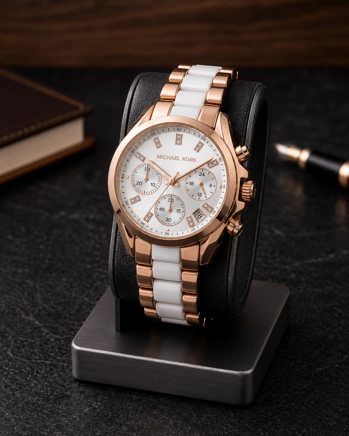Rose Gold & Blush Pink Luxury Chronograph Bracelet Watch