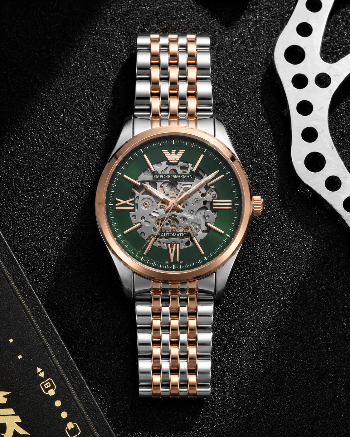 Green Skeleton Automatic Watch – Stainless Steel Luxury Mechanical Timepiece