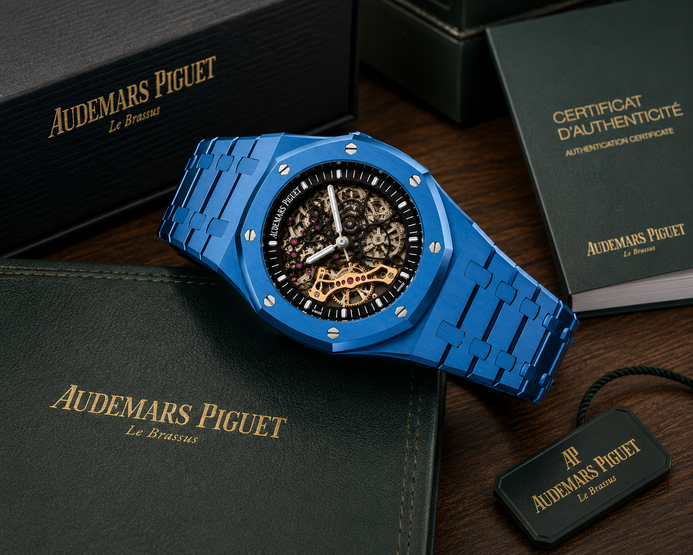 Royal Oak Blue Skeleton Automatic Watch – Ultra-Luxury Open-Work Mechanical Timepiece