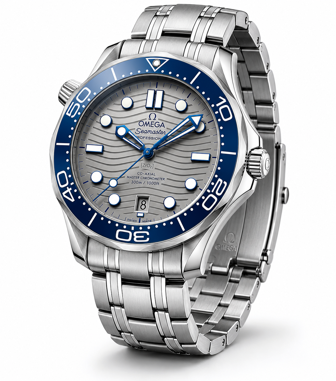 Silver & Ocean Blue Diver Watch – Premium Stainless Steel Sports Timepiece